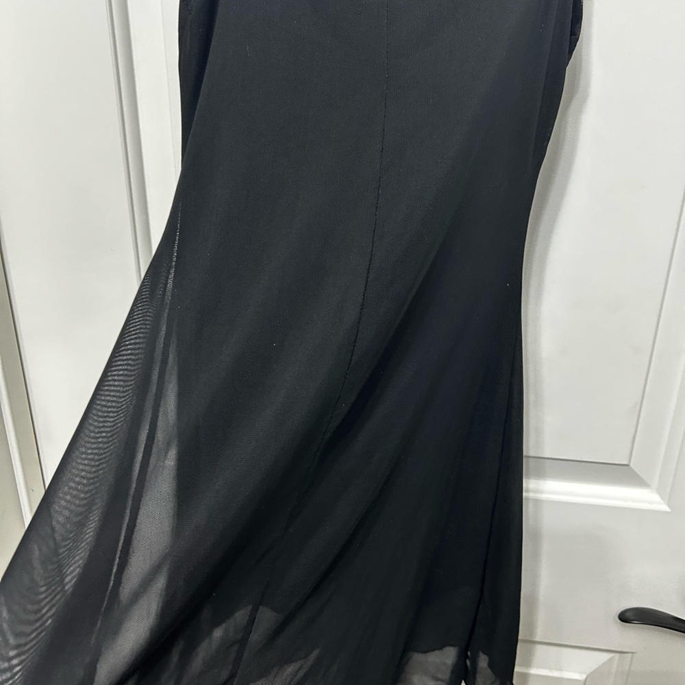 See You Monday XS black slip mini dress sheer mesh lined spaghetti straps LBD s - Picture 6 of 6